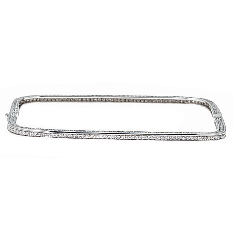 18K White Gold & Diamond Hinged Square Bracelet