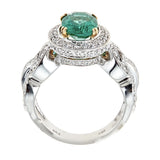 Emerald & Diamond Ring in 14K White Gold