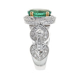 Emerald & Diamond Ring in 14K White Gold