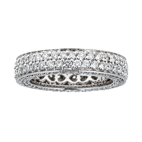 Diamond Studded 18K White Gold Band Ring